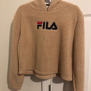 FILA exclusive Tan teddy hoodie sweater shirt